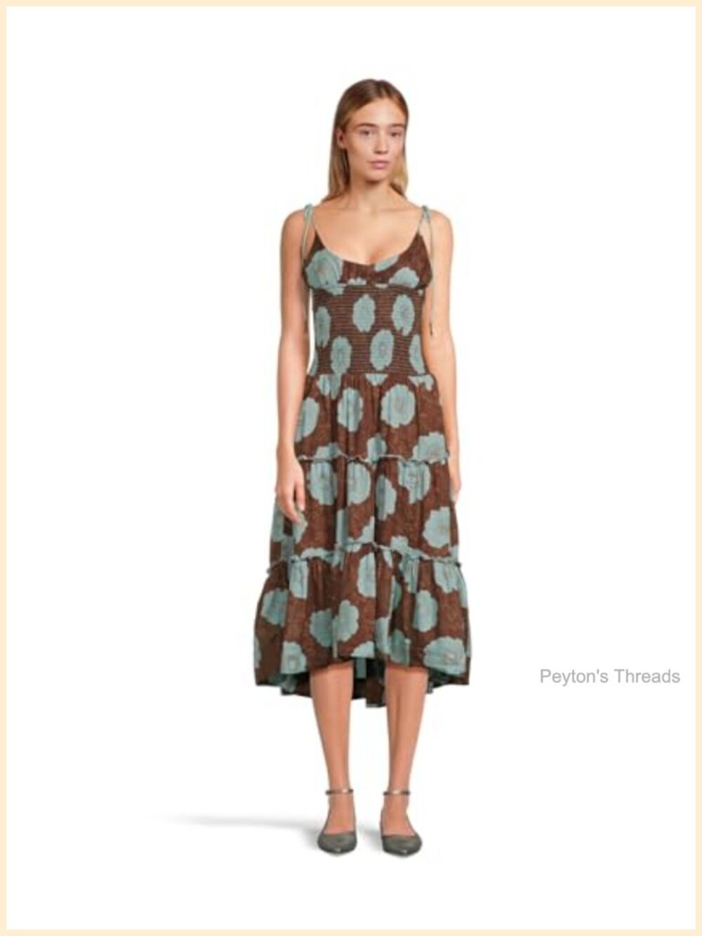 Free People Adriel Midi Dress Tiered Ruffle Sleeveless Casual